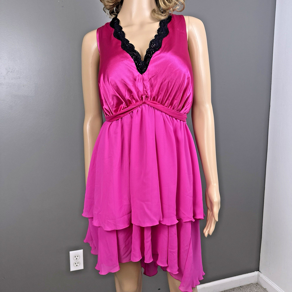 Vintage Y2K Fashion Bug 2X Pink Babydoll Chemise Nightgown Empire Waist Lace